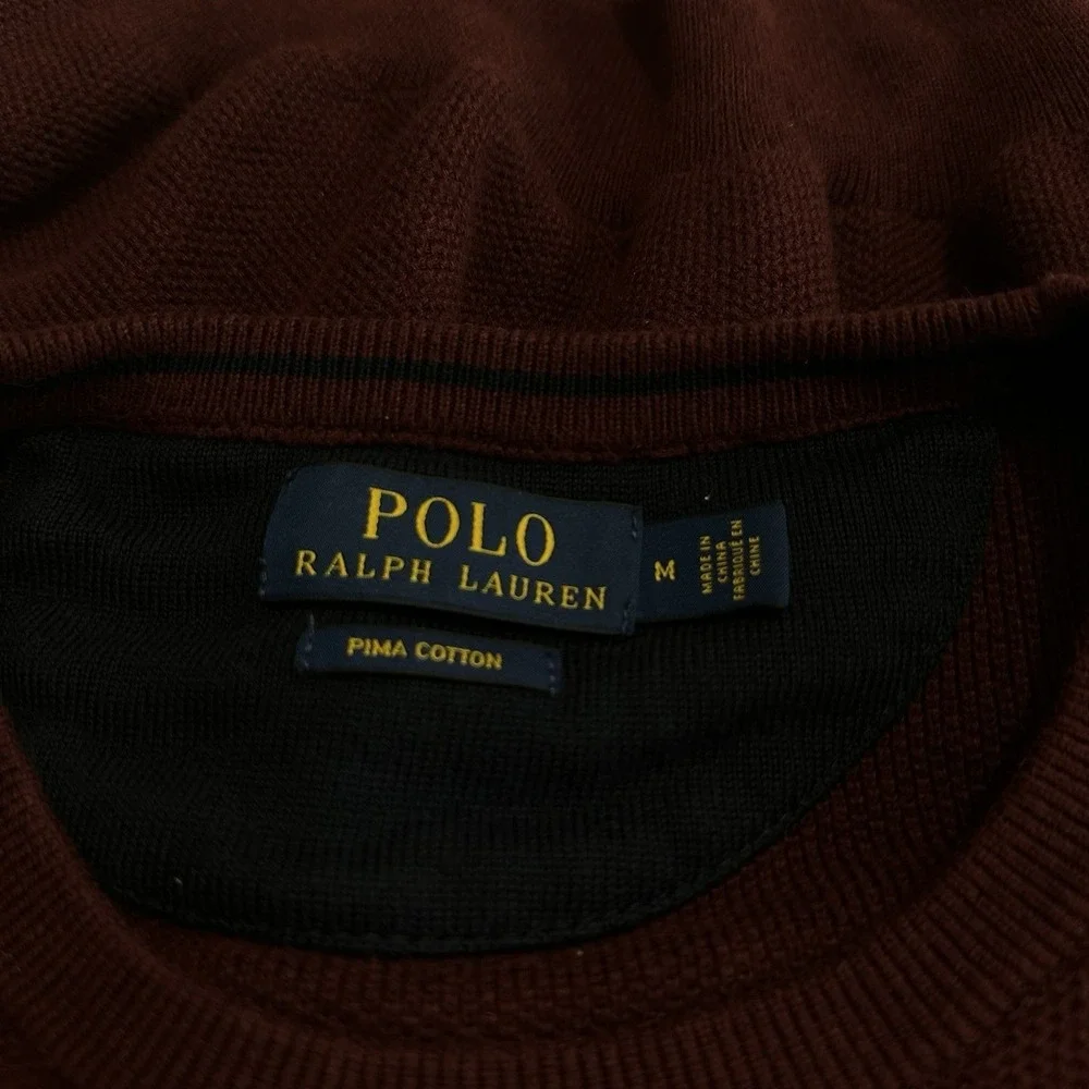 Polo Ralph Lauren Sweater Crewneck Pullover Pima Cotton Maroon Red Pony Mens M
